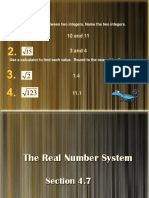 Warm Up: Each Square Root Is Between Two Integers. Name The Two Integers