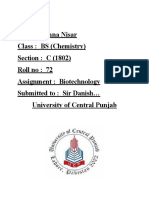 Name: Amna Nisar Class: BS (Chemistry) Section: C (1802) Roll No: 72 Assignment: Biotechnology Submitted To: Sir Danish University of Central Punjab