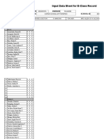 Input Data Sheet For E-Class Record: Region Division School Name School Id