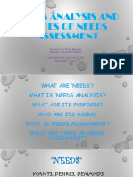 Needs Analysis and Types of Needs Assessment