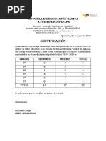 Certificación de Alimentación Escolar 2019