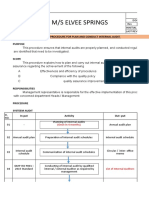 M/S Elvee Springs: Procedure For Plan and Conduct Internal Audit Purpose