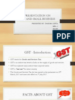 Presentation On GST and Small Business: Presented By:-Tanisha Gupta MBA - 1 1811585