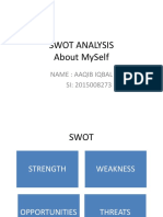 Swot Analysis About Myself: Name: Aaqib Iqbal Si: 2015008273