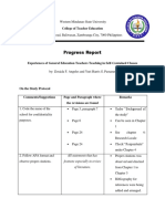 Progress Report: College of Teacher Education