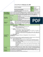 Instructional Plan For February 22, 2019: Name of Teacher Learning Area Lesson Competency