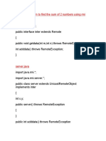 Example Program To Find The Sum of 2 Numbers Using Rmi Inter - Java