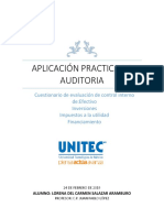 Cuestionario de Evaluación de Control Interno de Efectivo, Inversiones, Impuestos, Financiamiento.