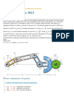 Exam 1st July 2013: Modelling and Simulation of Mechanical System