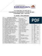 Resultados Del Examen I Olimpiada Matemática "I Omnired 2010" - Primaria