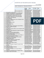 Indian Institute of Technology Delhi: Semester Schedule For I Semester 2019-20