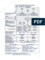 Specifications of Equipments