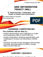 Media and Information Literacy MIL Opportunities Challenges and Power of Media and Information