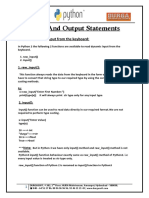 Input and Output Statements