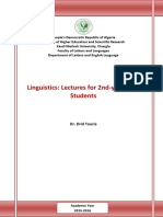 Linguistics: Lectures For 2nd-Year LMD Students: Dr. Drid Touria