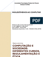 Computação e Sociedade - Cursos, Regulamentação e Ética