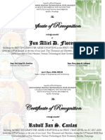 Certificate of Recognition: Jun Alliel D. Flores