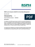 RSPH Level 2 Award in HACCP For Food Safety Management: Description