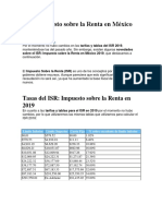 Tasas Del ISR: Impuesto Sobre La Renta en 2019