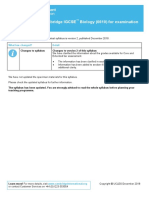 Syllabus Update: Cambridge IGCSE Biology (0610) For Examination in 2020 and 2021