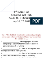 2nd Long Test Humss B & C