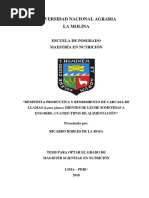 RESPUESTA PRODUCTIVA Y RENDIMIENTO DE CARCASA DE LLAMAS (Lama Glama) DIENTES DE LECHE SOMETIDAS A ENGORDE, CUATRO TIPOS DE ALIMENTACIÓN