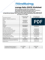 Debt Service Coverage Ratio (DSCR) Worksheet: 5 Year Term Loan 10 Year SBA Loan