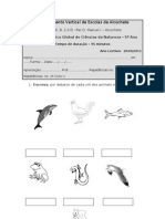 Ficha Diagnóstico de Ciências Da Natureza - 5ºano