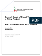 Central Board of Direct Taxes, E-Filing Project: ITR 3 - Validation Rules For AY 2019-20