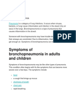 Symptoms of Bronchopneumonia in Adults and Children: Pneumonia