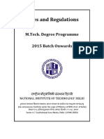 Rules and Regulations: M.Tech. Degree Programme 2015 Batch Onwards