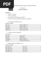 Algebra and Graphs (1) : Cambridge International General Certificate of Secondary Education