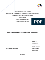 La Integración Universal y Regional