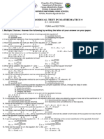 First Periodical Test in Mathematics 9: Novele, Rosario Agusan Del Sur