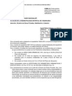 Solicitud Municipal Solicitando Emita Opinion Sobre Contravencion Certificado de Parametros Urbanisticos y Edificatorios