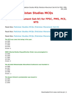 Pakistan Studies MCQs (Pakistan Movement Set-IV) For FPSC, PMS, PCS, NTS