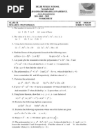 Delhi Public School Secunderabad Nacharam/Mahendrahills/Nadergul ISO: 9001 - 2015 Worksheet