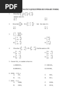 Mathematics Quiz (Upper Secondary Form)