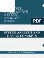 Sa&d Concepts, Roles of The System Analyst Final