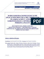 Recomendaciones Del Modelo de Planificación y Atención Gerontológica