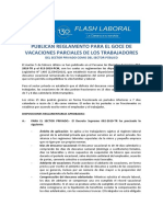 Reglamento para El Goce de Vacaciones Parciales de Los Trabajadores