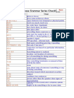 Dictionary of Japanese Grammar Series Checklist: Grammatical Concept Usage