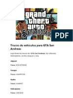 Trucos de Vehículos para GTA San Andreas