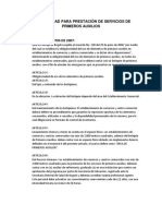 Normatividad para Prestación de Servicios de Primeros Auxilios