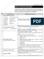 Career Opportunities: Sr. Post / Pay Scale Qualification and Experience Senior Medical Officer (SPS-09)