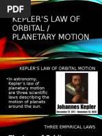 Kepler'S Law of Orbital / Planetary Motion