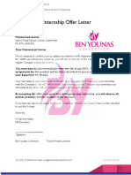 Internship Offer Letter Bin Younas Template