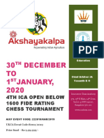 30 December TO 1 January, 2020: 4Th Ica Open Below 1600 Fide Rating Chess Tournament