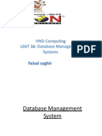 HND Computing UNIT 38: Database Management: Faisal Saghir