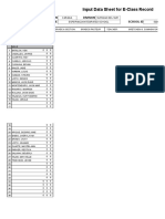 Input Data Sheet For E-Class Record: Region Division School Name School Id